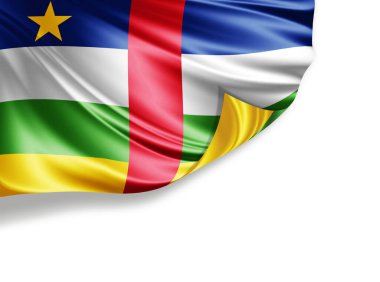 Beyaz arka planda izole edilmiş Orta Afrika bayrağı, 3D illüstrasyon