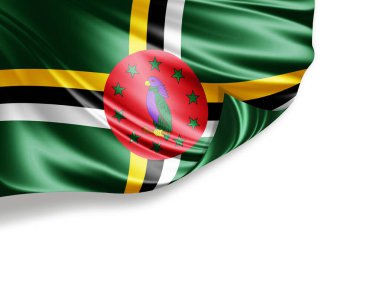Dominica bayrağı beyaz arkaplanda izole edildi, 3d illüstrasyon