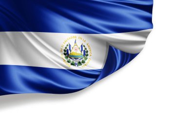 El Salvador bayrağı beyaz arka planda izole edilmiş, 3 boyutlu illüstrasyon