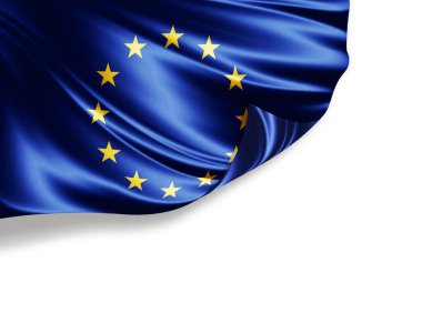 Avrupa Birliği bayrağı beyaz arka planda izole edildi, 3d illüstrasyon