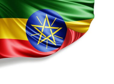 Etiyopya bayrağı beyaz arkaplanda izole edilmiş, 3d illüstrasyon