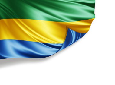 Gabon bayrağı beyaz arkaplanda izole edildi, 3d illüstrasyon