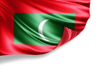 Beyaz arkaplanda izole edilmiş Maldivler bayrağı, 3d illüstrasyon