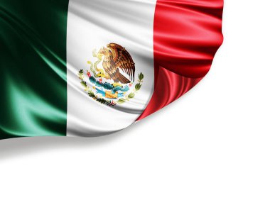 Beyaz arka planda izole edilmiş Meksika bayrağı, 3D illüstrasyon