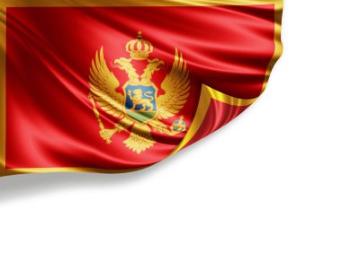 Karadağ bayrağı beyaz zemin ve üç boyutlu resimde izole edildi