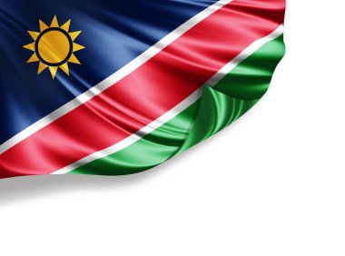 Beyaz arkaplanda izole edilmiş Namibya bayrağı, 3d illüstrasyon