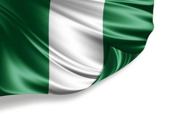 Beyaz arka planda izole edilmiş Nijerya bayrağı, 3 boyutlu illüstrasyon