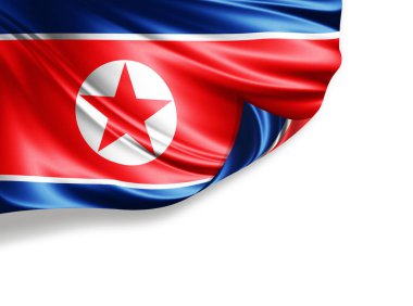 Kuzey Kore bayrağı beyaz arka planda izole edilmiş, 3d illüstrasyon