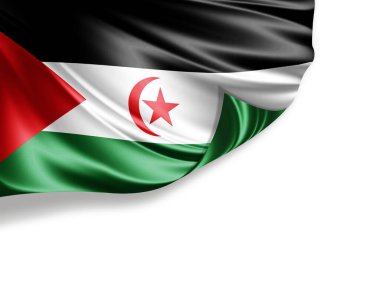 Sahra Arap Demokratik Cumhuriyeti bayrağı beyaz arka planda izole edilmiş, 3D illüstrasyon