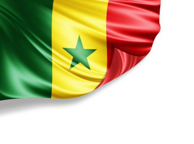 Senegal bayrağı beyaz arkaplanda izole edildi, 3d illüstrasyon