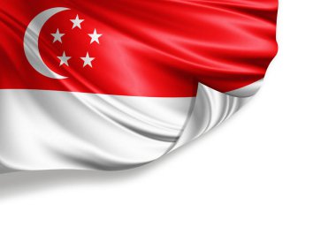Singapur bayrağı beyaz arkaplanda izole edildi, 3d illüstrasyon