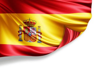 Beyaz arkaplanda izole edilmiş İspanya bayrağı, 3d illüstrasyon