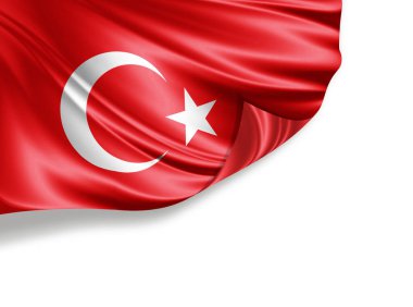 Türkiye bayrağı beyaz arkaplanda izole edildi, 3d illüstrasyon