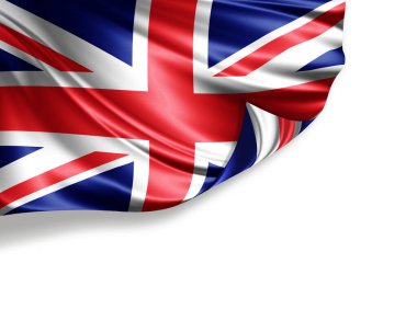 Birleşik Krallık bayrağı beyaz arkaplanda izole edildi, 3d illüstrasyon