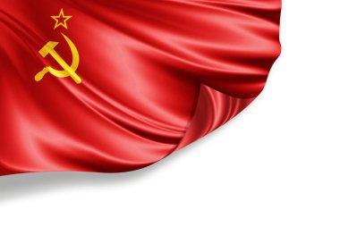 Beyaz arkaplanda izole edilmiş Ussr bayrağı, 3d illüstrasyon