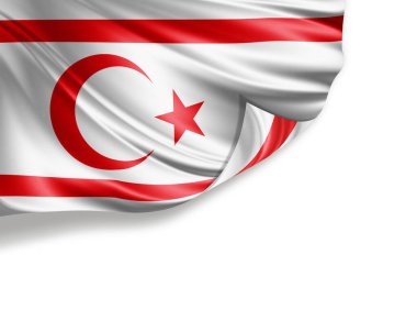 Kuzey Kıbrıs Türk Cumhuriyeti bayrağı beyaz arka planda izole edilmiş, 3d illüstrasyon