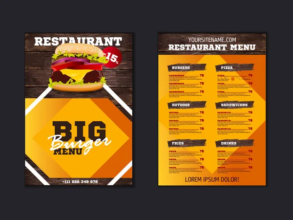Fast food menü broşür tasarımı açık renkli vektör şablonuna A4 boyutunda. el ilanı, baner ve düzeni tasarımı