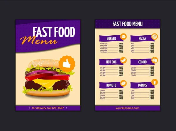 Fast food design vector sjabloon folder in A4-formaat. Brochure en Layout Design.food concept. vector — Stockvector