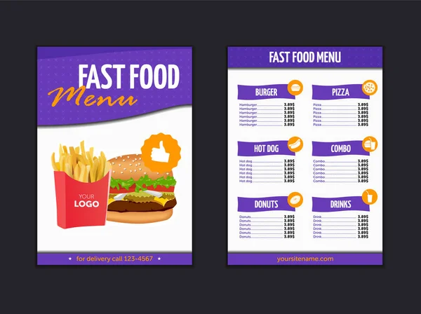 Fast food el ilanı tasarım vektör şablonu A4 boyutunda. Broşür ve düzen Design.food kavramı. vektör