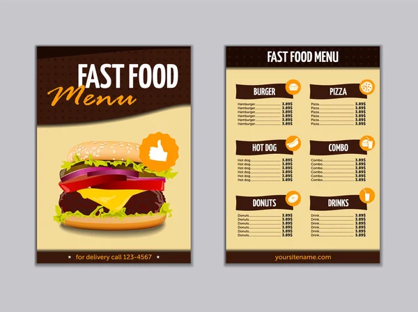 Modello vettoriale di progettazione di volantini fast food in formato A4 Brochure e Layout Design.food concept. vettore — Vettoriale Stock