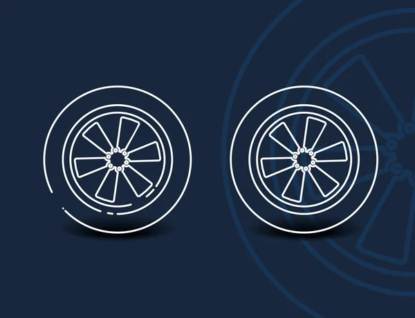 Tekerlek doğrusal Icon - vektör en az araba lastik simge veya işareti