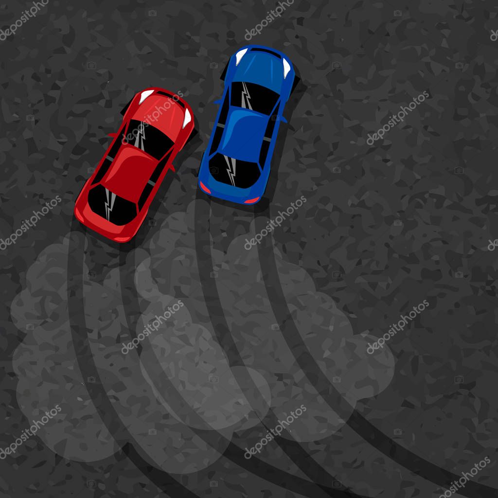 Burnout car, Japanese drift sport car, Street racing, racing team, turbocharger, tuning. Vector illustration for sticker, poster or badge. eps 10