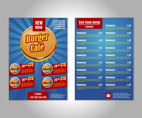 Fast food el ilanı tasarım vektör şablonu A4 boyutunda.
