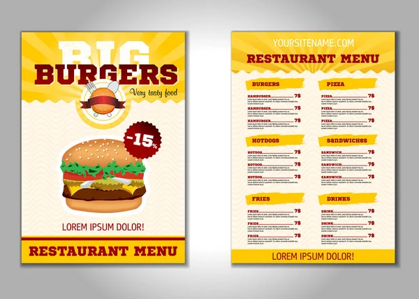 A4 boyutunda Burger el ilanı tasarım vektör şablonu. Broşür ve Düzen Tasarımı. gıda konsepti.