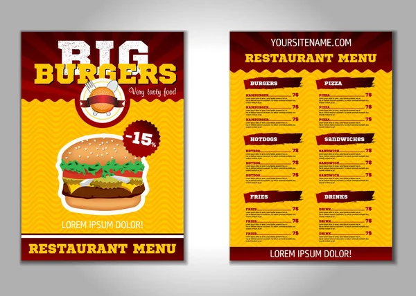 A4 boyutunda Burger el ilanı tasarım vektör şablonu. Broşür ve Düzen Tasarımı. gıda konsepti.
