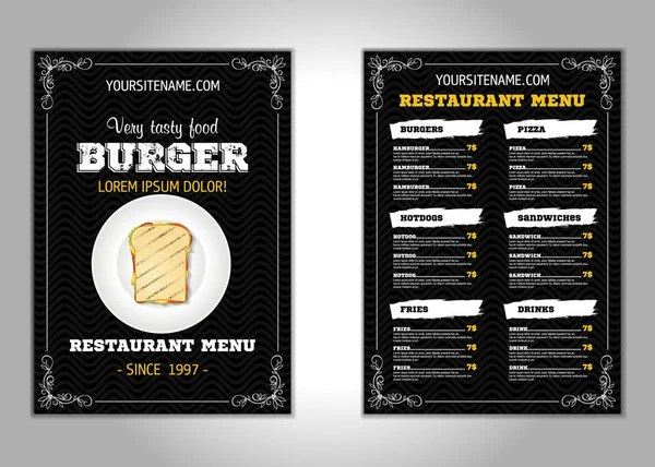 Sandwich Flyer Design Vektorschablone im Format a4. Broschüre und Layout-Design. Food-Konzept. Vektor — Stockvektor