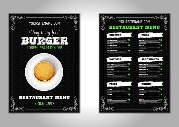 Burger Flyer Design Vektorschablone im Format A4. Broschüre und Layout-Design. Food-Konzept. Vektor — Stockvektor