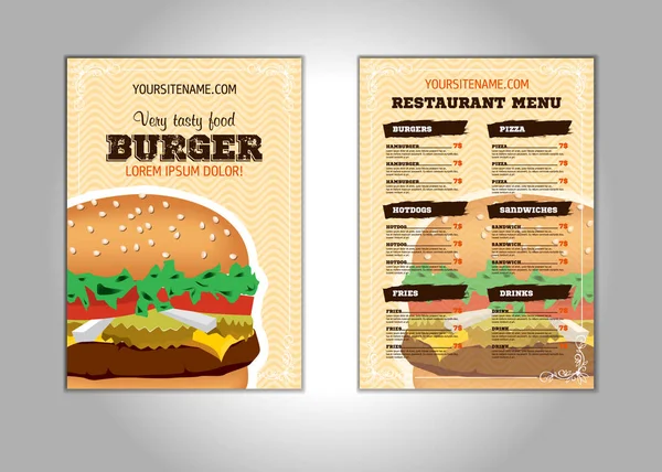 Ulotka Hamburger projekt wektor szablon w formacie A4 lub A5. Broszura i projekt layoutu. koncepcja żywności. — Wektor stockowy