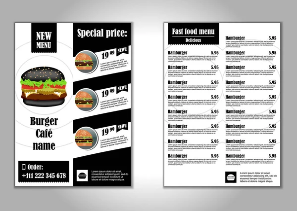 Fast Food Flyer Design Vektorschablone im Format a4. Broschüre und Layout-Design. Ernährungskonzept. — Stockvektor