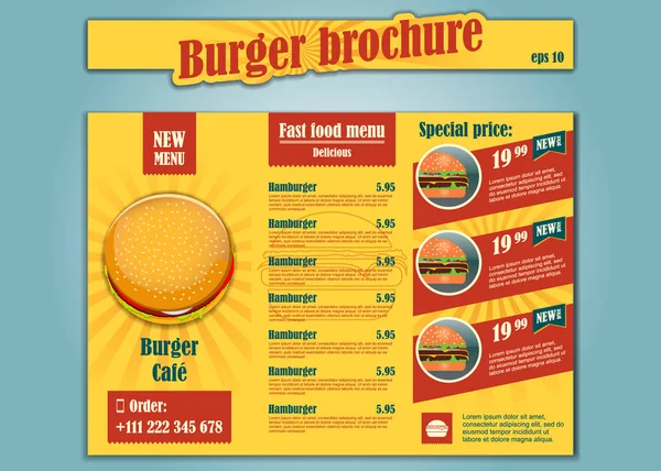 Restoran broşür vektör, menü tasarımı. Vektör Cafe şablonu ile çizilmiş grafik.