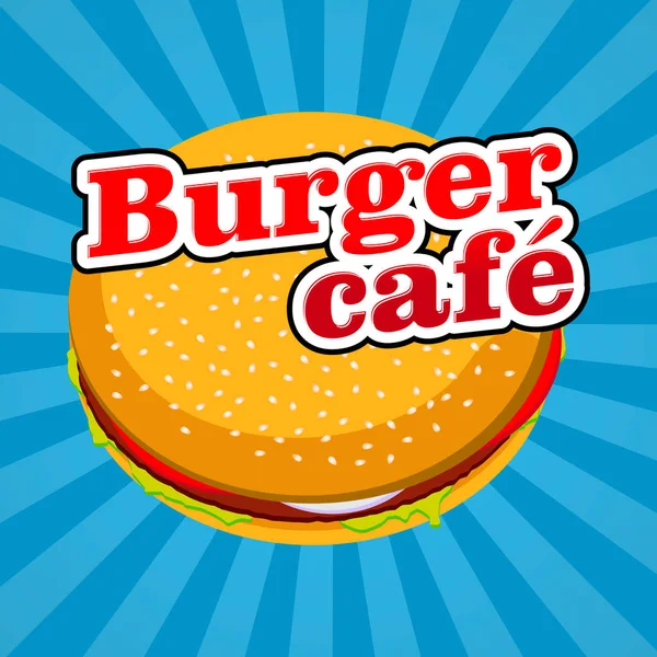 Vektor illustration logotyp burger café och butik ikonen. För branding, klistermärke, dekoration produkt, insignier, Taggar. — Stock vektor