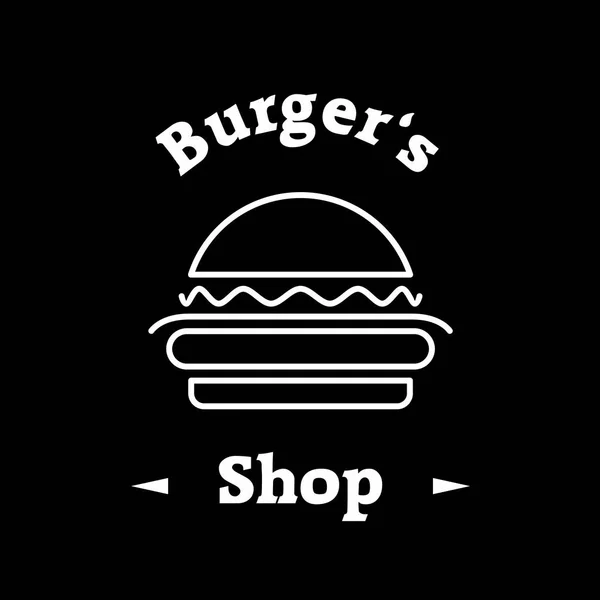 Burger shop logo ikonra sablon fekete háttér — Stock Vector