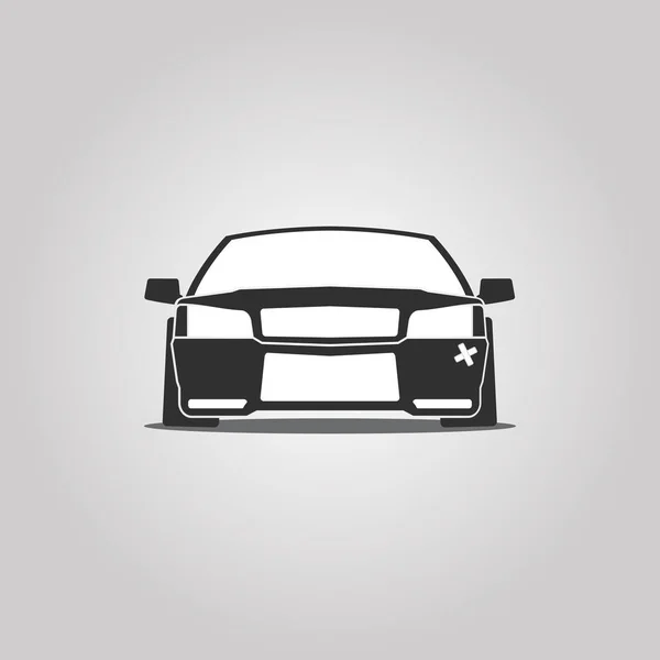 Stanced or lowed flat car face paper cut style icon. — Stock Vector