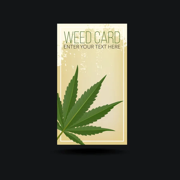 Fondo floral vertical con hojas de cannabis verde. Vector dibujado a mano ilustración de color botánico con ramas de cáñamo. Se puede utilizar para el diseño de póster, etiqueta o tarjeta — Vector de stock