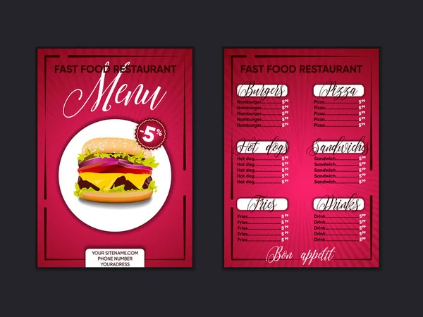 Fast food loft menü broşür tasarımı ahşap arka plan vektör şablonuna A4 boyutunda. el ilanı, baner ve düzeni tasarımı.