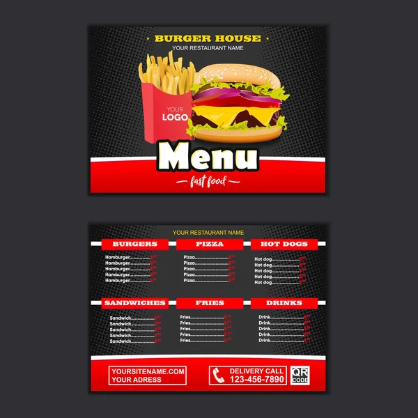 Fast food menü tasarımı ve fast food yönetim kurulu vektör çizimi.