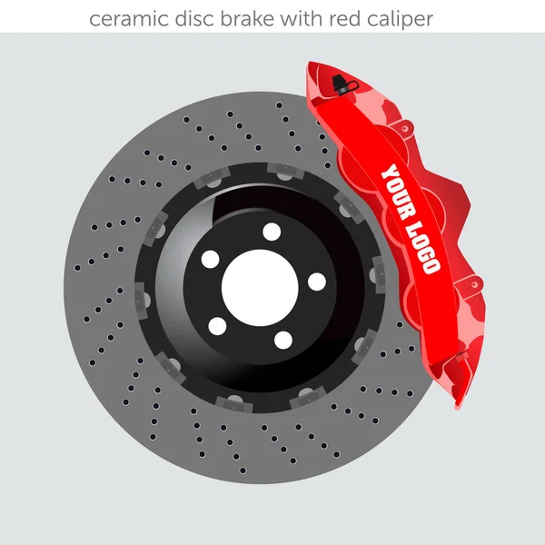 Arkaplanı olmayan vektör izole nesne. kırmızı kalibre seramik disk frenleri