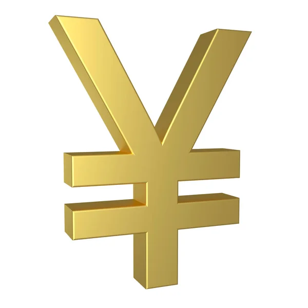 Gold-Yen-Symbol auf weißem Hintergrund — Stockfoto