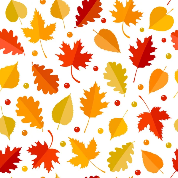 Naadloos patroon met kleurrijke herfstbladeren — Stockvector