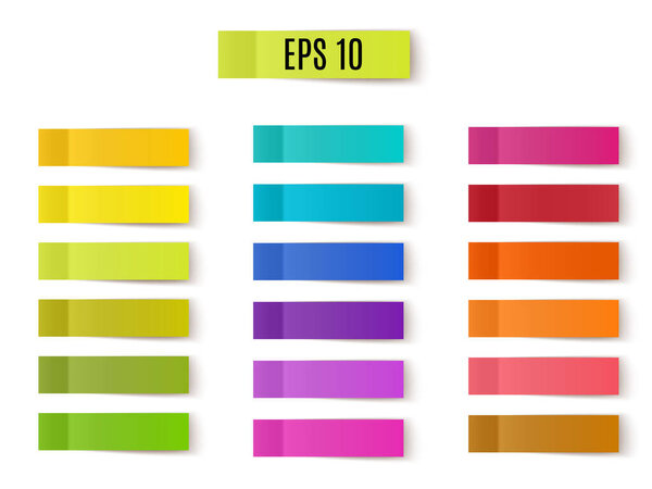 Vector multicolored set of sticky notes on white background