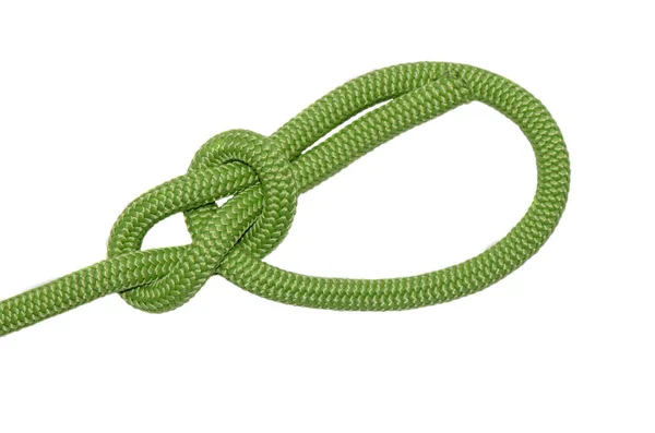 Bowline Nœud Corde Verte Isolé Sur Fond Blanc — Photo