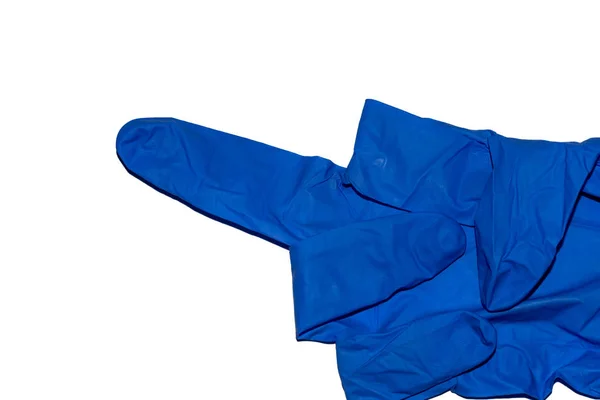 Guante azul aislado sobre fondo blanco. Un gesto indecente. Suave — Foto de Stock