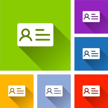 Kimlik kartı simgeleri ile uzun gölge illüstrasyon