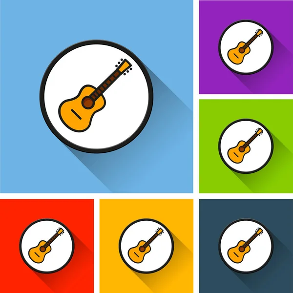 Illustration Guitar Icons Long Shadow — Stock Vector