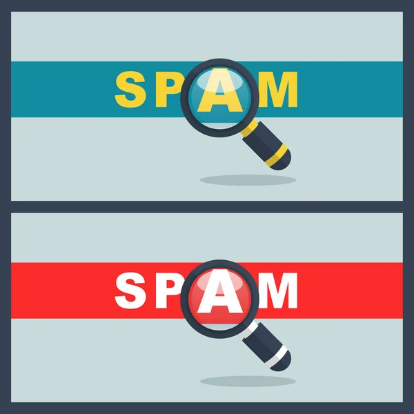 Ilustración Palabra Spam Con Concepto Lupa — Vector de stock