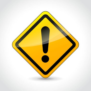 Uyarı beyaz zemin üzerine sarı işareti örnek